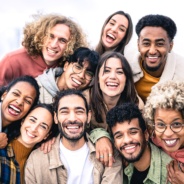 Group of smiling diverse young adults