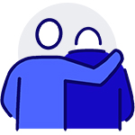 Icon of person with hand on shoulder consoling friend